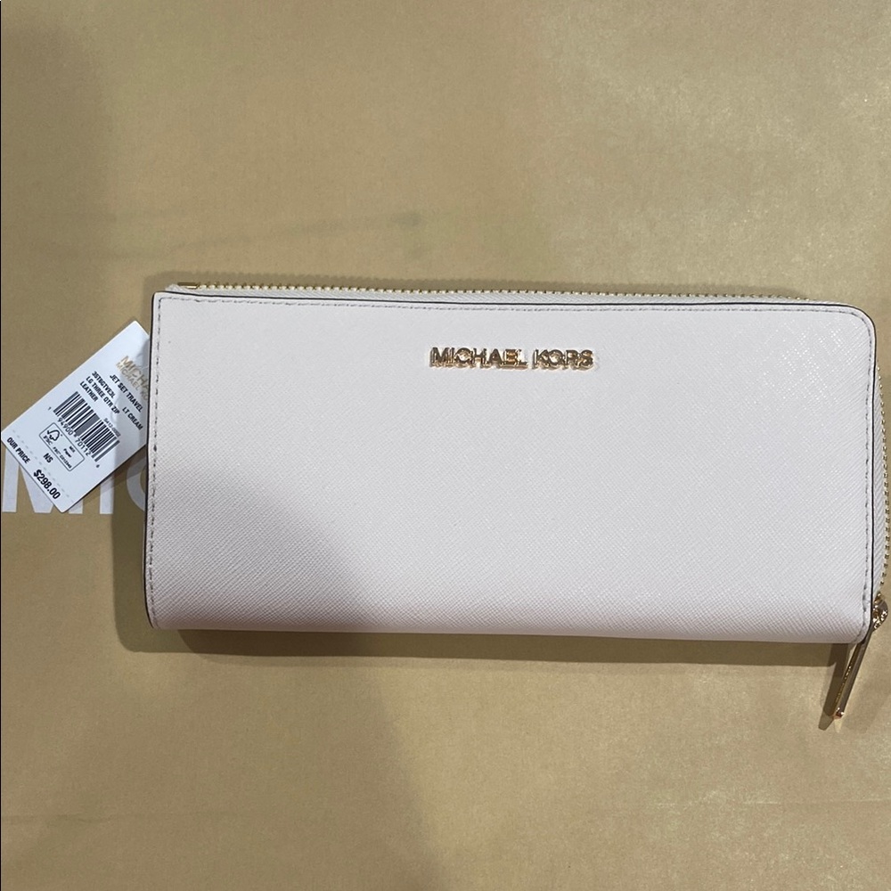 Michael Kors Cream Zip-Around Wallet